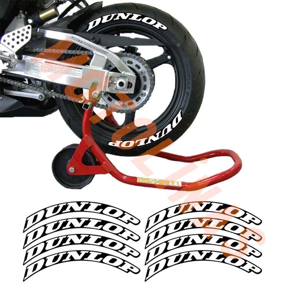 LASTİK YANAK YAZISI DUNLOP BEYAZ 3D + YAPIŞKAN