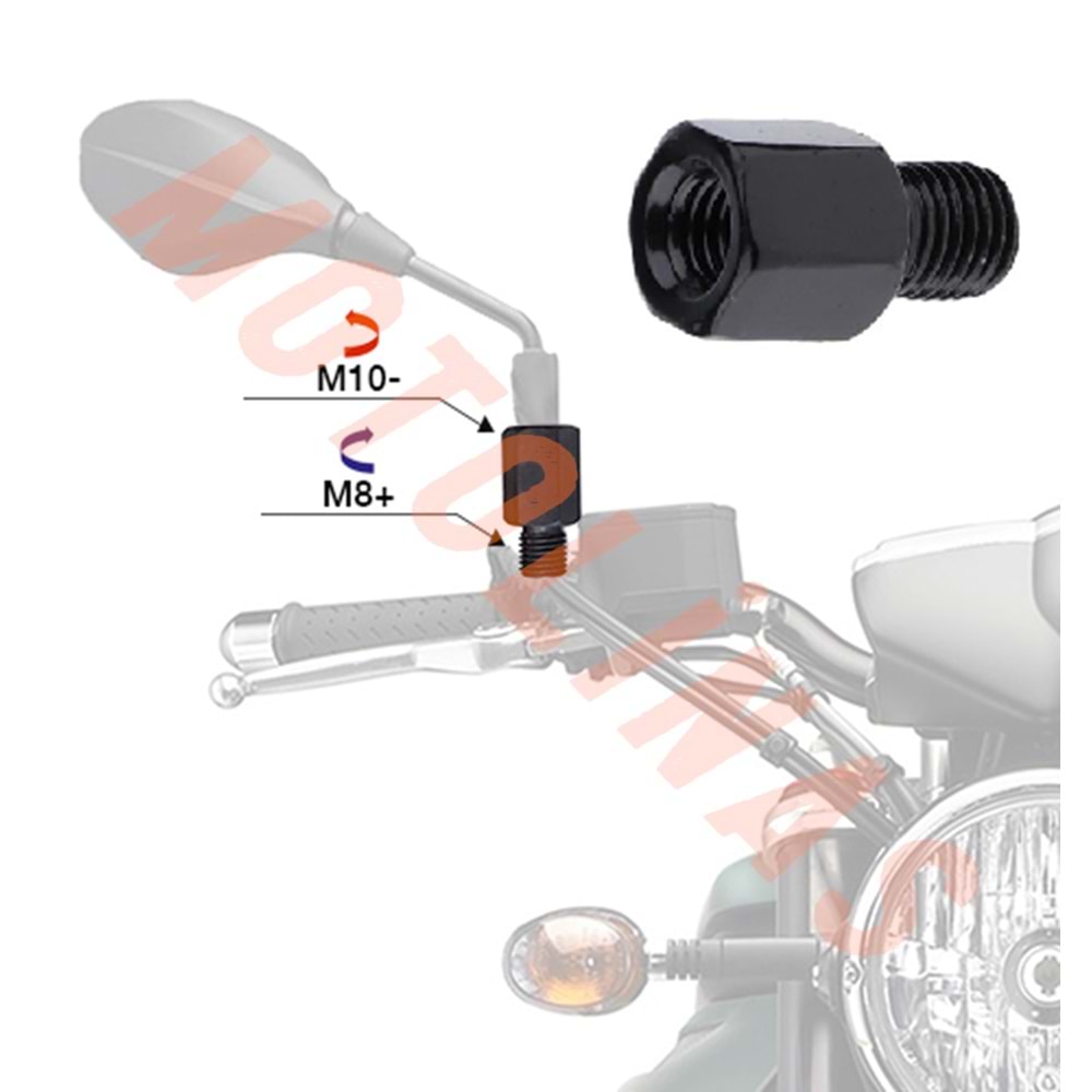 ALT 8mm DÜZ DİŞ - ÜST 10mm TERS DİŞ AYNA UZATMA