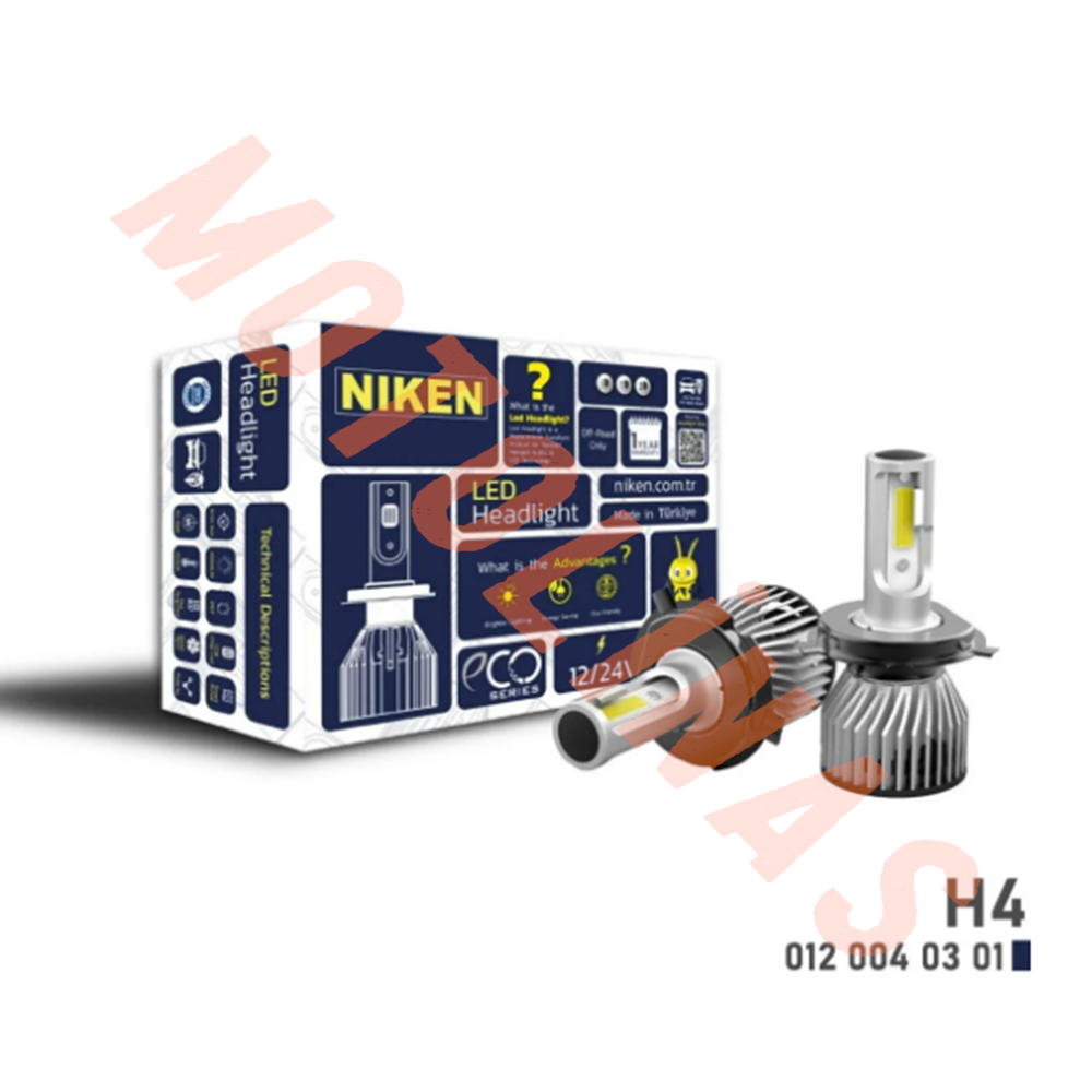 LED XENON H4 [BEYAZ] [NİKEN] EKO SERİ KISA KASA [TAKIM FİYAT] - UNİVERSAL