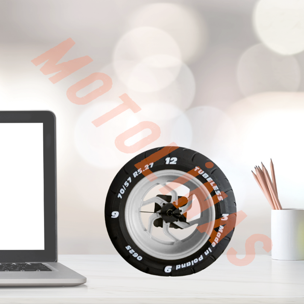 3D MOTOR LASTİĞİ TASARIMLI MASA ÜSTÜ DEKORATİF SAAT