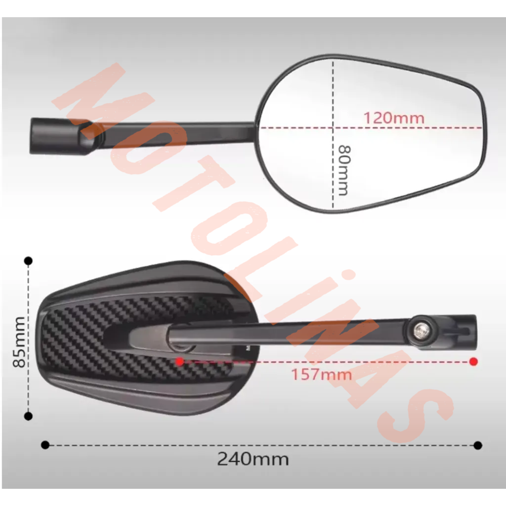 AYNA TAKIMI METAL [GERÇEK KARBON - OVAL ] 8mm-10mm APARATLI - UNİVERSAL
