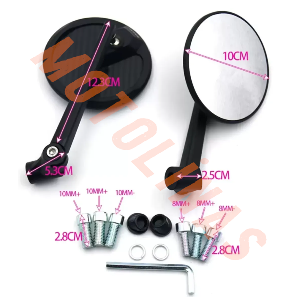 AYNA TAKIMI METAL [GERÇEK KARBON - YUVARLAK] 8mm-10mm APARATLI - UNİVERSAL