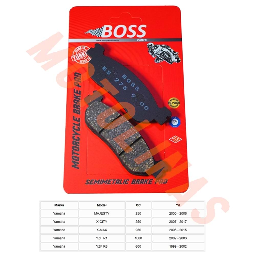 ARKA FREN DİSK BALATASI [BS275] ORGANİK -YAMAHA MAJESTY 250,X-CITY250, X-MAX250, YZF R1, YZF R6