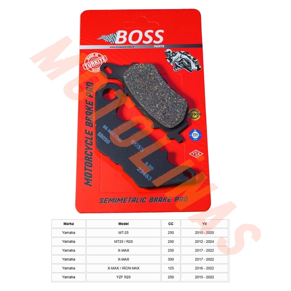 ÖN FREN DİSK BALATASI [BS662] ORGANİK -YAMAHA MT25,MT25 / R25, X-MAX250,X-MAX125, YZFR25 2015-2022