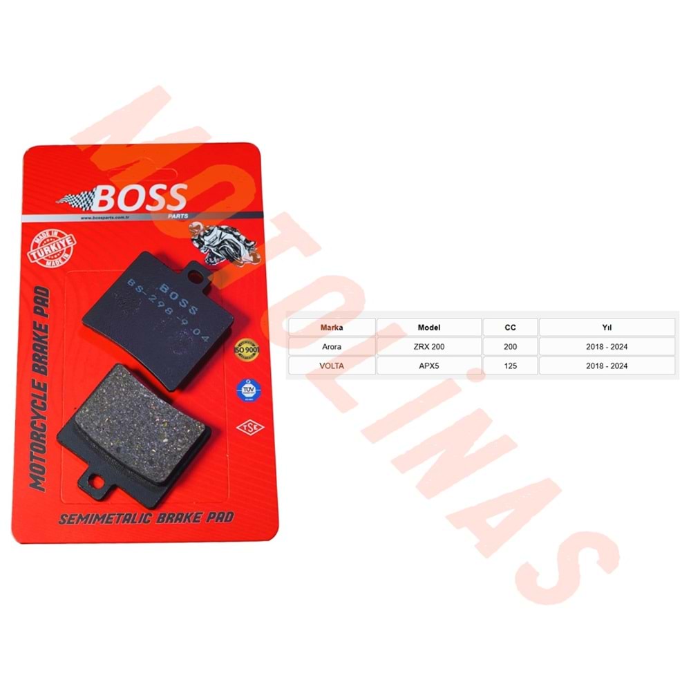 ÖN FREN DİSK BALATASI [BS298] ORGANİK - ARORA ZRX200, VOLTA APX5