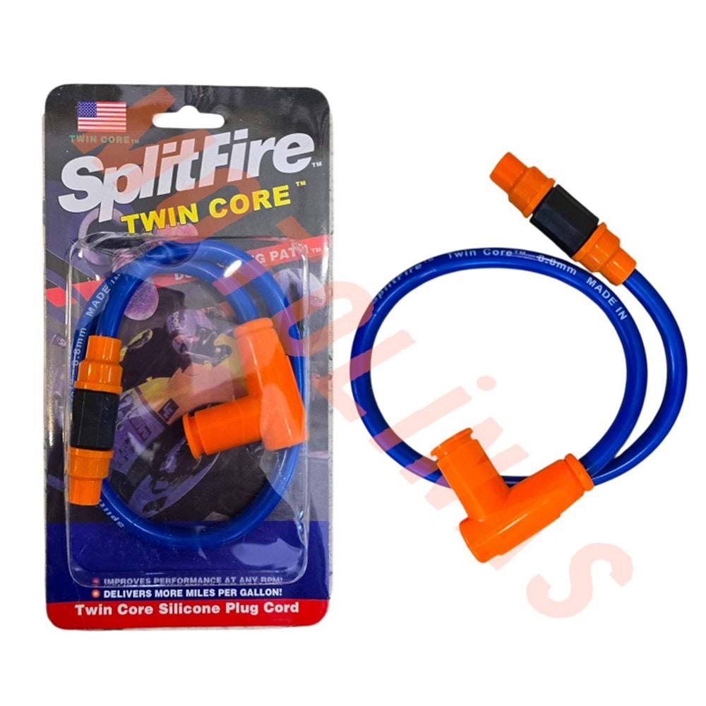 BUJİ KABLOSU VE BUJİ BAŞLIĞI 53cm 8.8mm ÇİFT KABLO [MAVİ] - MODİFİYE