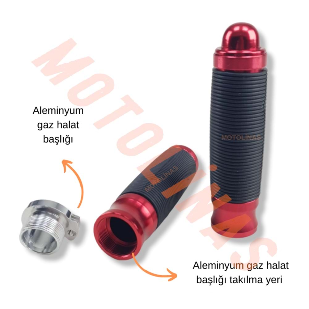 ELCİK CNC GAZ BORUSU ALEMİNYUM VİDALI 133 mm KIRMIZI - UNİVERSAL