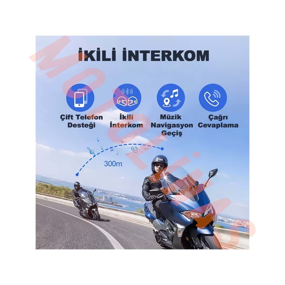 İNTERKOM [Y20-MAX] BLUETOOTH 5.3 - 2 KİŞİ 300 METRE EŞLEŞME RPG AYDINLATMA