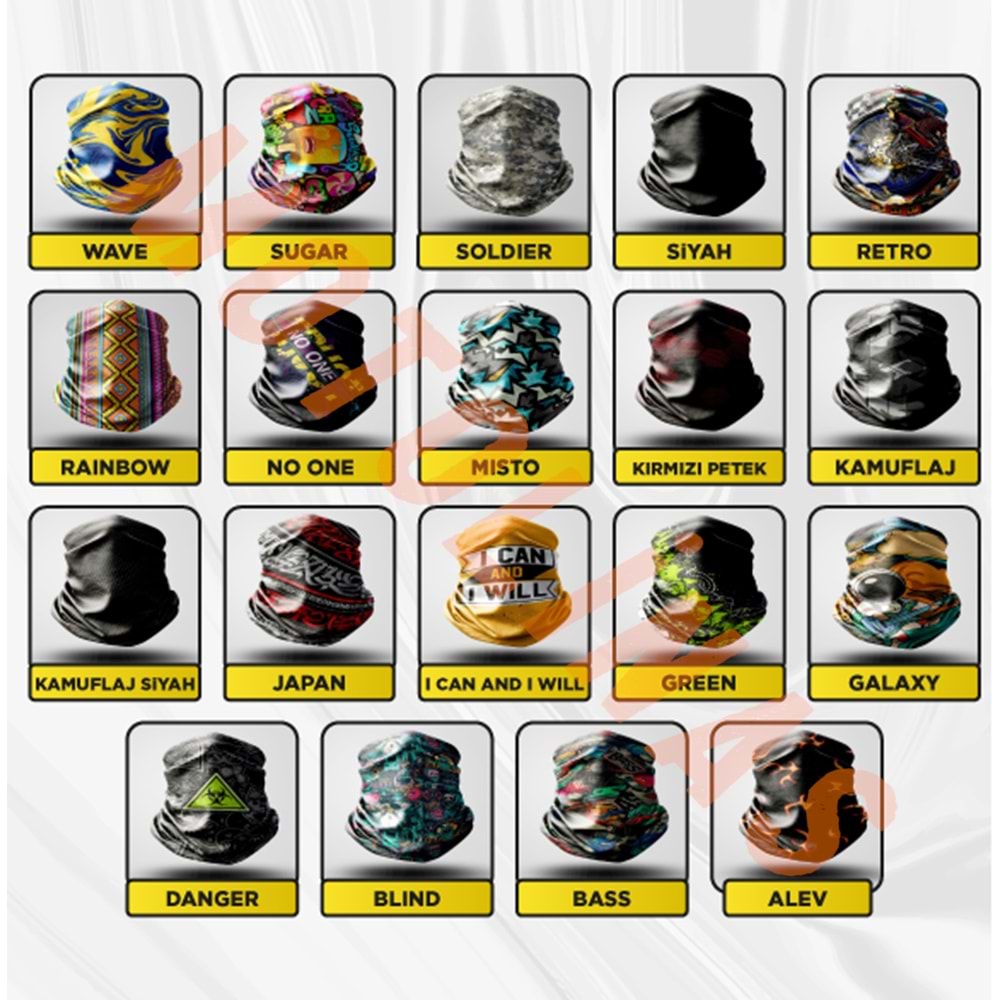 BANDANA BUFF [10 ADET KARŞIK MODEL] KARTLIKLI