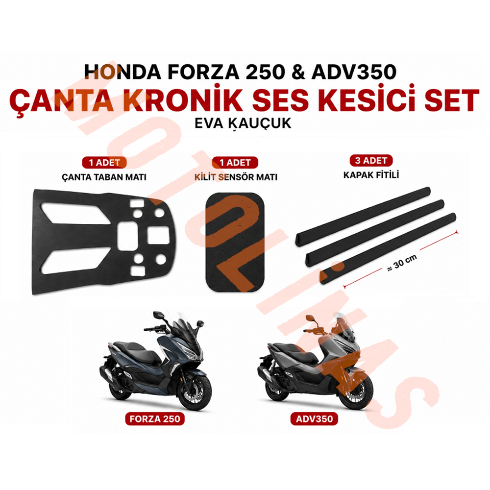 ÇANTA KRONİK SES KESİCİ PED SETİ [KAUÇUK] 3 PARÇA - HONDA FORZA250, ADV350