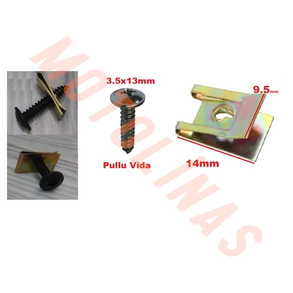 KAPORTA KLİPSİ VE VİDASI [KÜÇÜK] [PAKET: 100 TAKIM] ADET FİYAT- UNİVERSAL