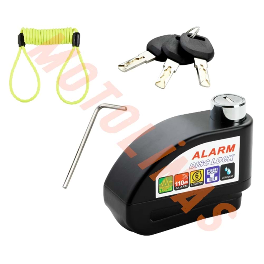 DİSK KİLİDİ ALARMLI SİYAH + HATIRLATMA KAPLOLU - MUHTELİF