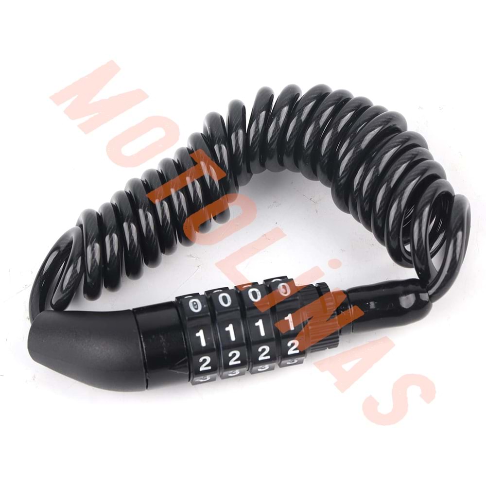 ŞİFRELİ KİLİT 4mm x 150cm KASK KİLİDİ - BİSİKLET , MOTOSİKLET