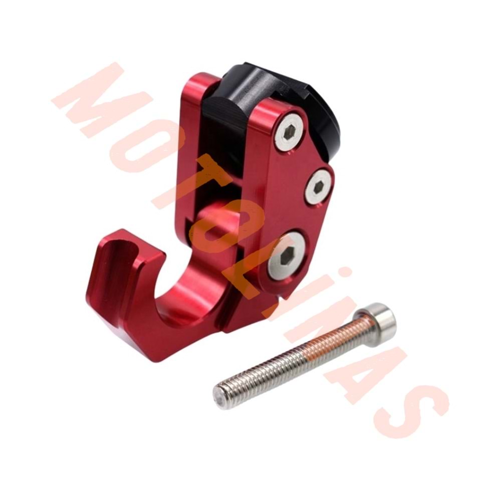 MOTOSİKLET KASK VE POŞET ASKISI CNC KIRMIZI - UNİVERSAL