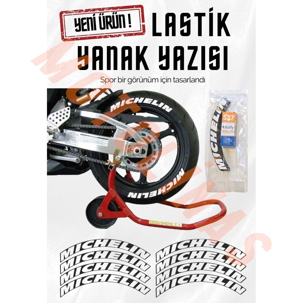 LASTİK YANAK YAZISI MICHELIN BEYAZ 3D + YAPIŞKAN - LNSMOTO
