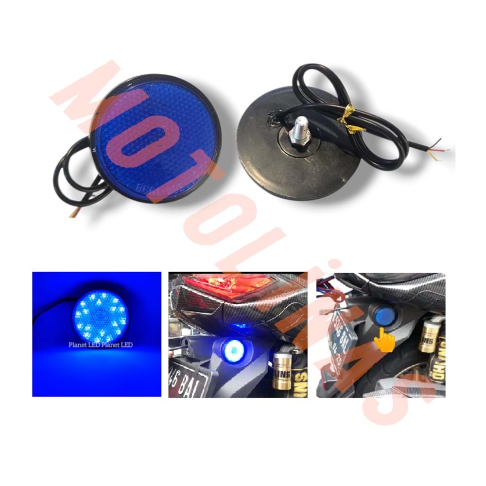 REFLEKTÖR 2 li YUVARLAK [MAVİ LEDLİ] [2 MOD/ÇAKAR VE DÜZ YANMA] 6 mm