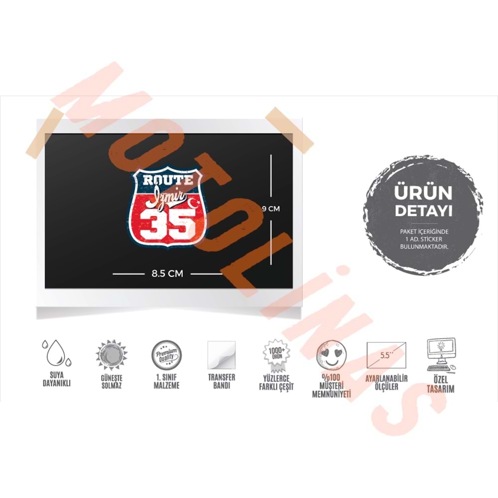 ŞEHİR ETİKETİ ROUTE 35-İZMİR STİCKER PREMİUM