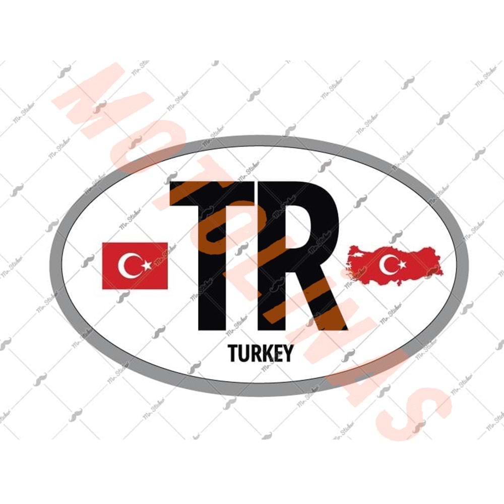 ÜLKE ETİKETİ TR YAZILI REFLEKTÖRLÜ STİCKER