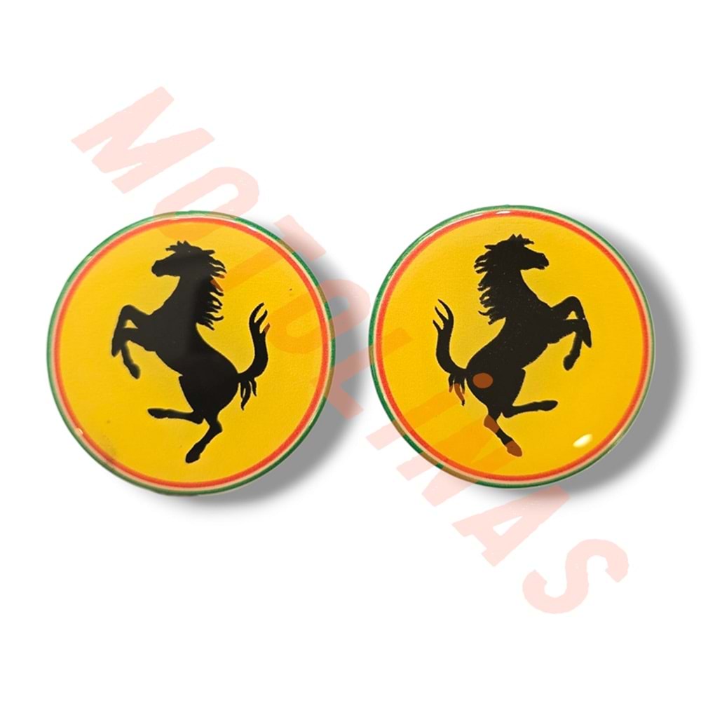 STİCKER 3D DAMLA FERRARİ [İTALY-SARI] 2 Lİ 4cm X 4cm - UNİVERSAL