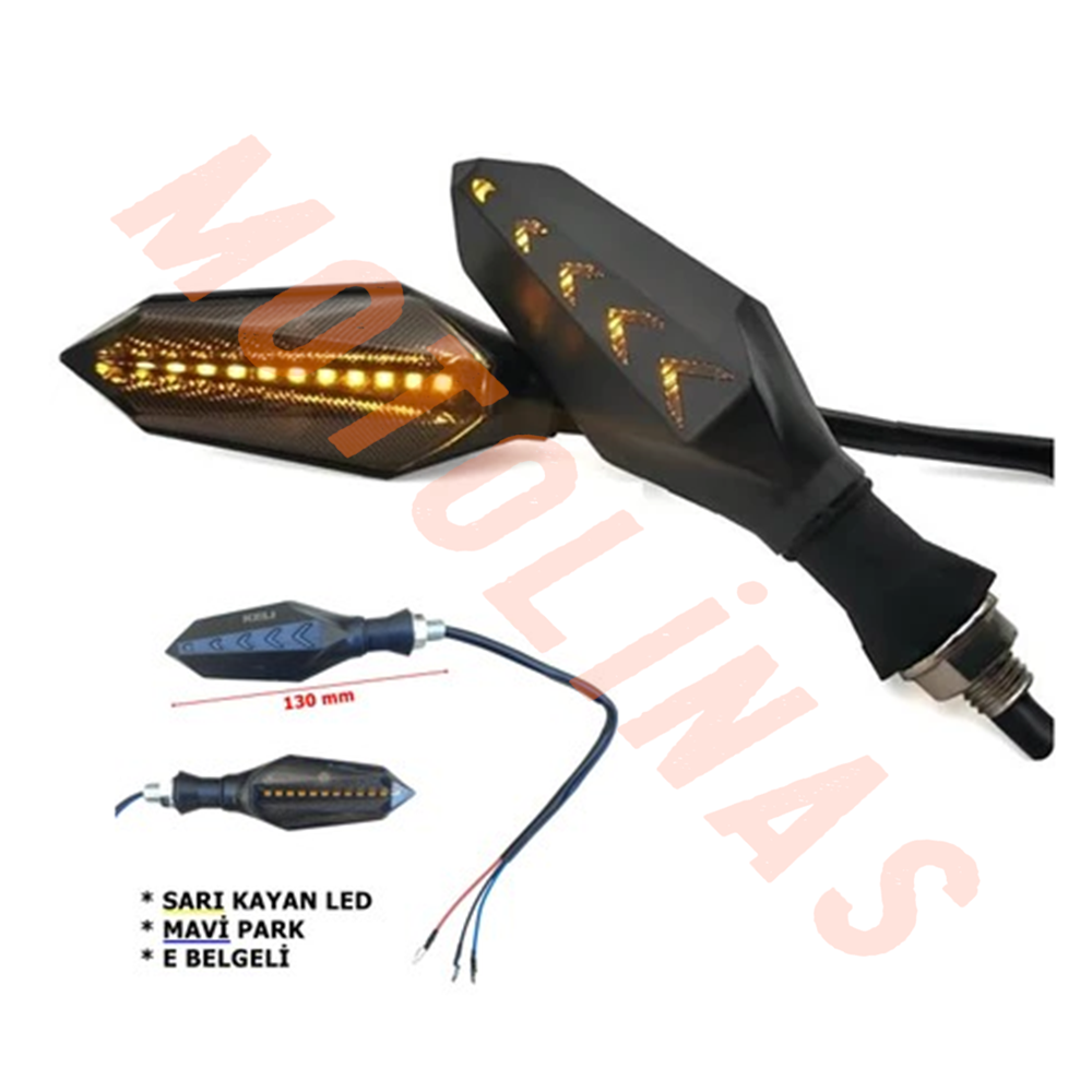 SİNYAL 2 FONKSİYONLU [SARI KAYAN LED - MAVİ PARK] [TAKIM] - E BELGELİ