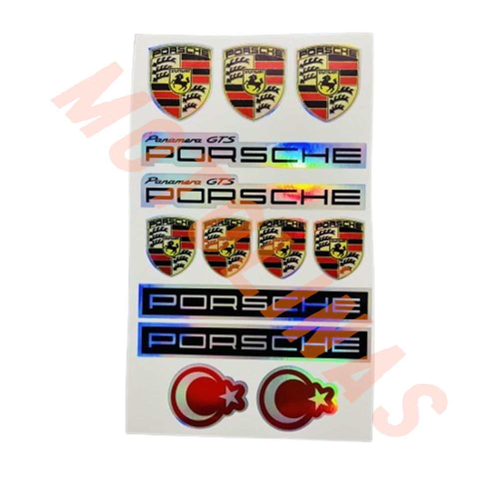 PORSCHE HOLOGRAM STİCKER SET 13x22cm - UNİVERSAL