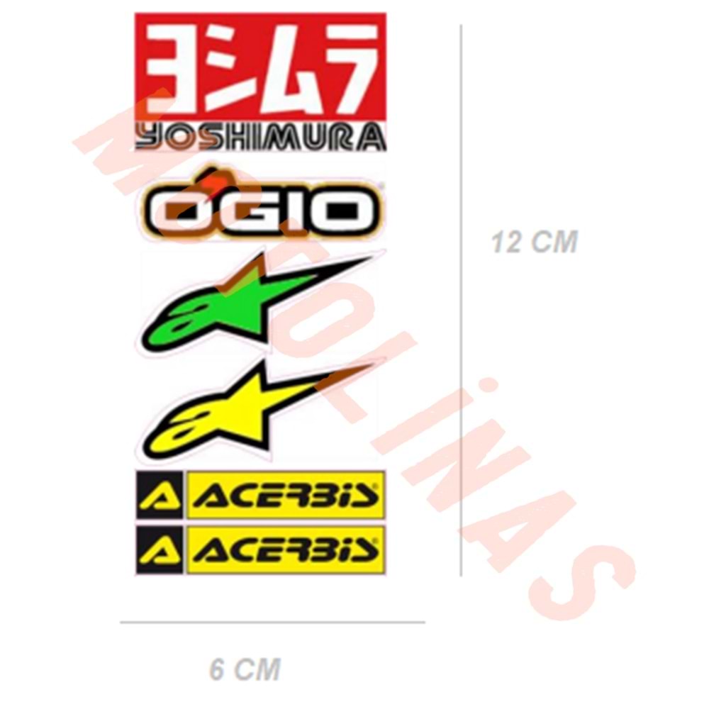 STİCKER SETİ YOSHİMURO MİNİ SET 6 PARÇA SET - UNİVERSAL