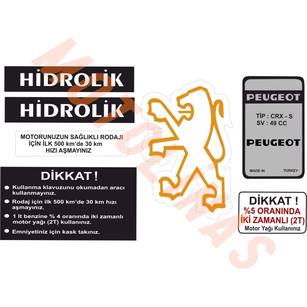 ŞASE STİCKER ARMA SETİ 7 PARÇA - PEUGEOT 103
