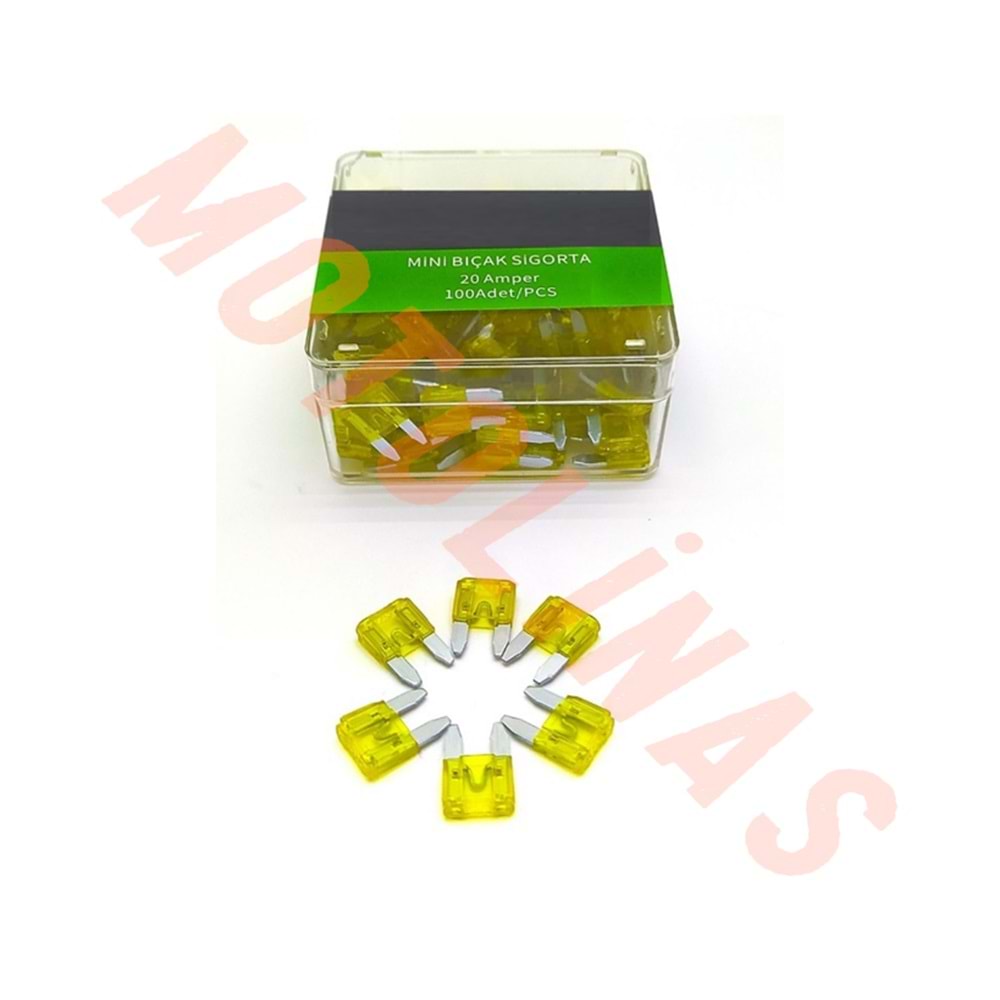 MİNİ BIÇAK SİGORTA 20 AMPER ( 100 LÜ PAKET )