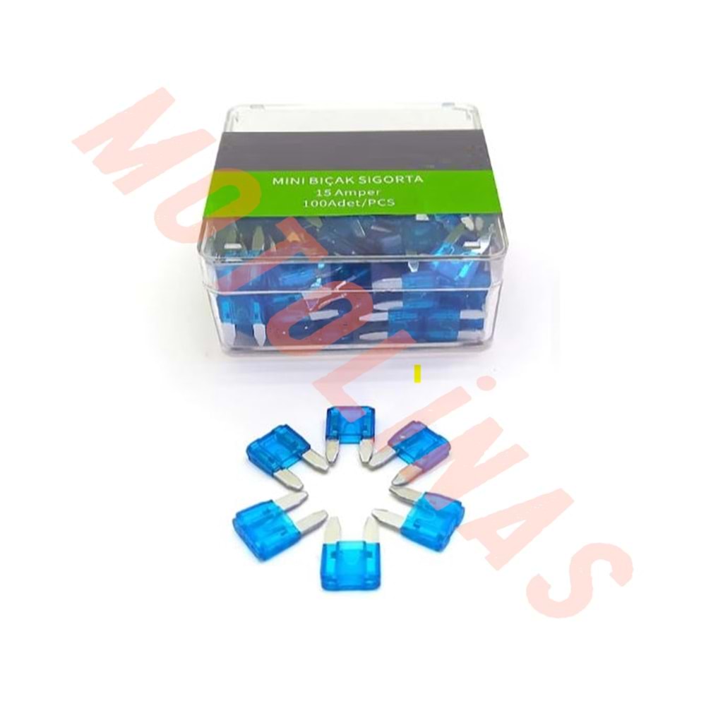 MİNİ BIÇAK SİGORTA 15 AMPER ( 100 LÜ PAKET )