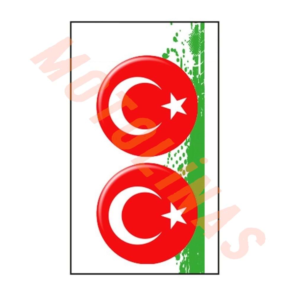 TÜRK BAYRAĞI YUVARLAK (5X5 cm) İKİLİ DAMLA ETİKET