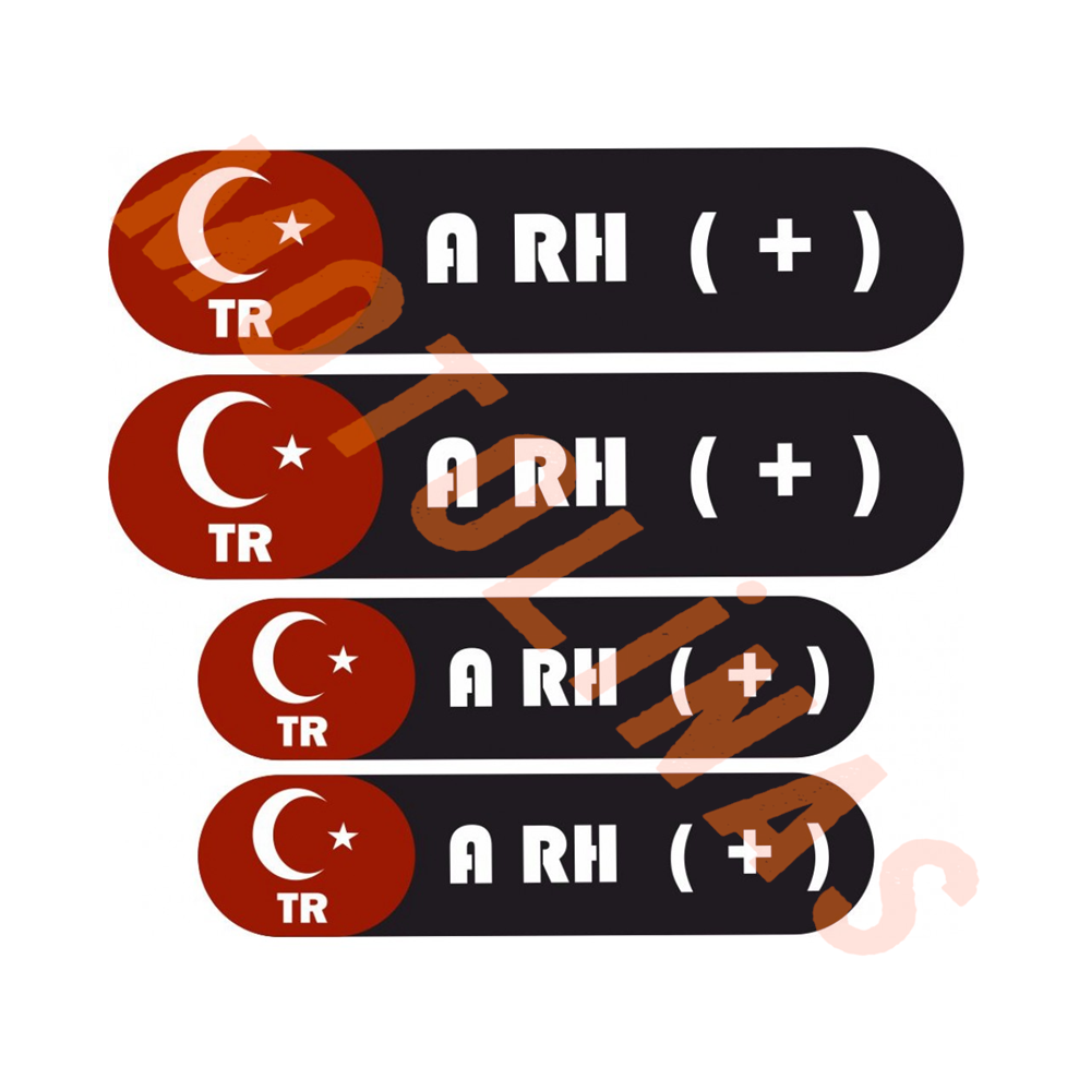 KAN GRUBU KASK ETİKETİ 4 PARÇA A RH (+) ÜRETİM