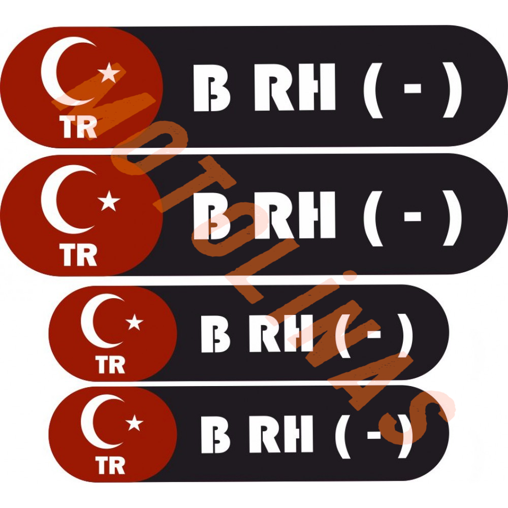 KAN GRUBU KASK ETİKETİ 4 PARÇA B RH (-) ÜRETİM