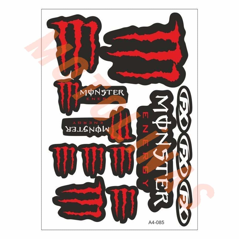 STİCKER SETİ [A4] [MONSTER KIRMIZI 13 PARÇA] - UNİVERSAL
