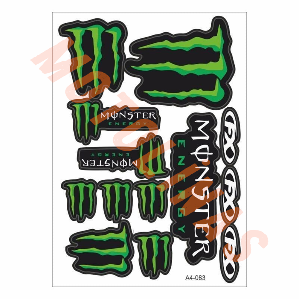 STİCKER SETİ [A4] [MONSTER YEŞİL 3D 13 PARÇA] - UNİVERSAL