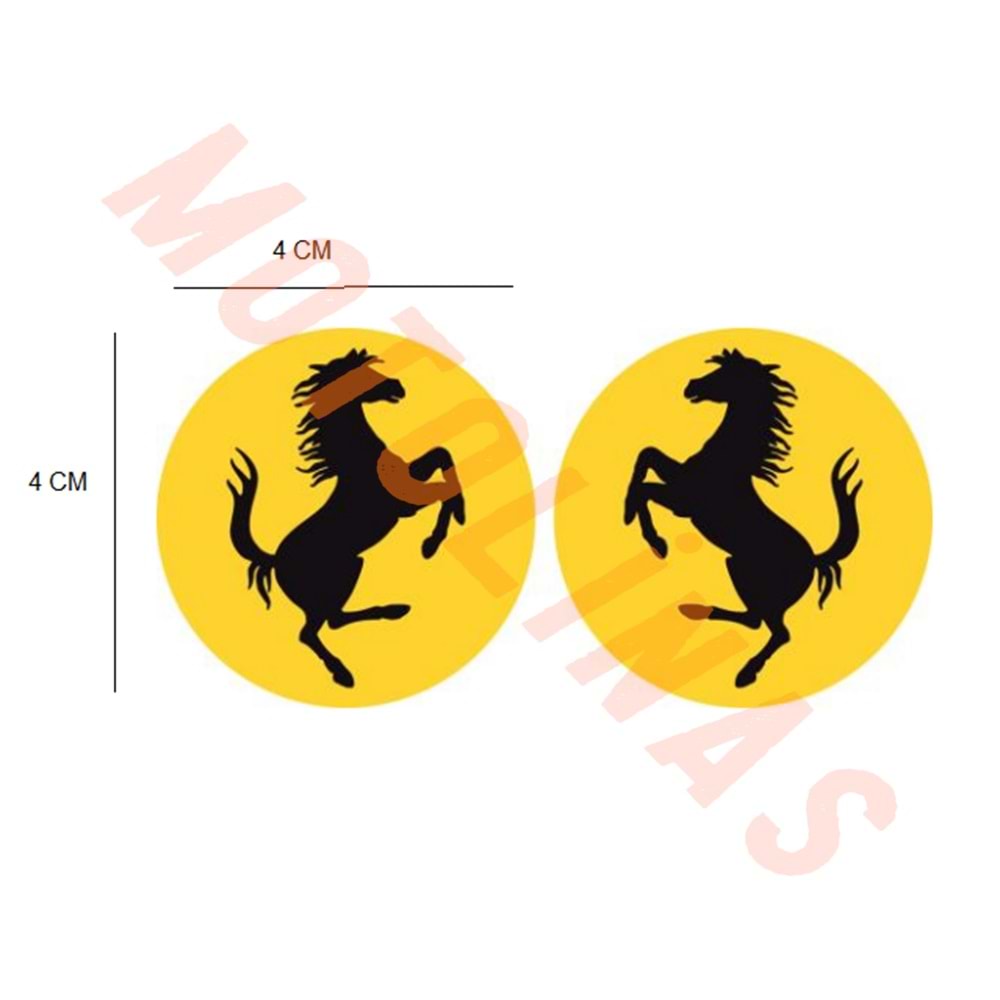 STİCKER 3D DAMLA FERRARİ [SARI] 2 Lİ 4cm X 4cm - UNİVERSAL