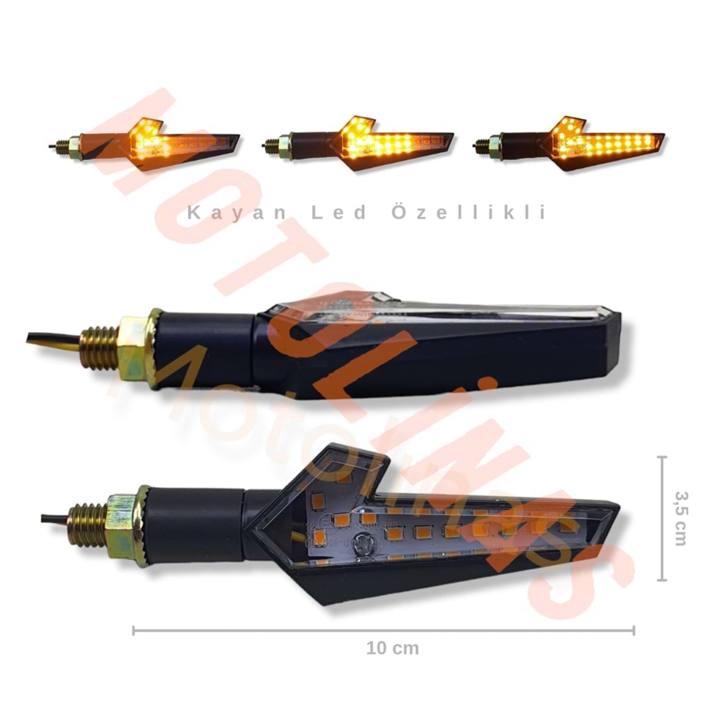 SİNYAL SARI IŞIK - KAYAN LED [TAKIM] [MIZRAK MODEL] E BELGELİ