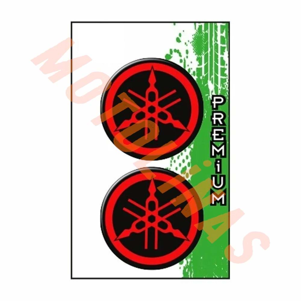 YAMAHA UYUMLU YUVARLAK (5X5 cm) İKİLİ DAMLA ETİKET KIRMIZI
