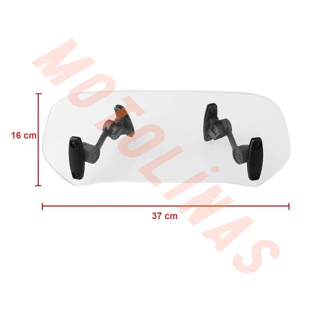 ÖN SİPERLİK UZATMA / DEFLEKTÖR ŞEFFAF [AÇI AYARLI] [16cm/37cm] - UNİVERSAL