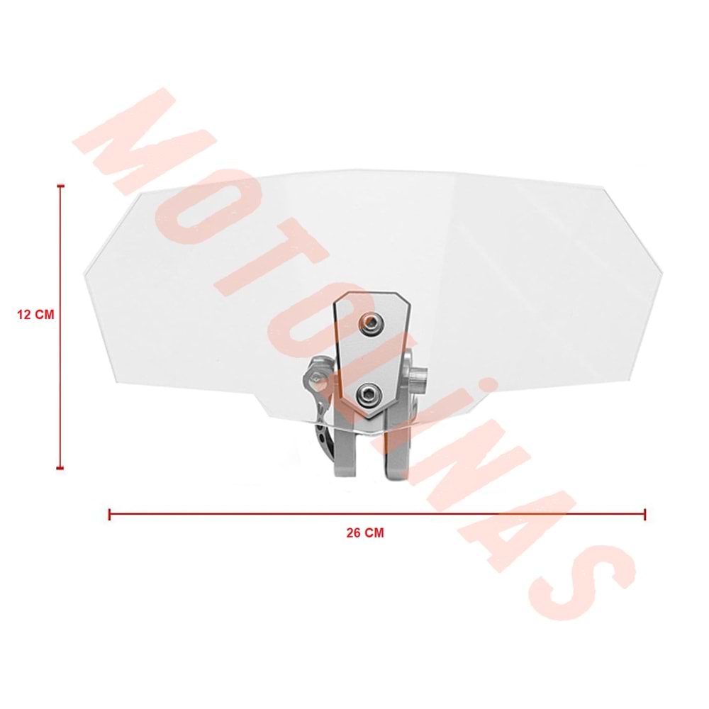 ÖN SİPERLİK UZATMA / DEFLEKTÖR ŞEFFAF [ORTADAN] [12cm/26cm] - UNİVERSAL