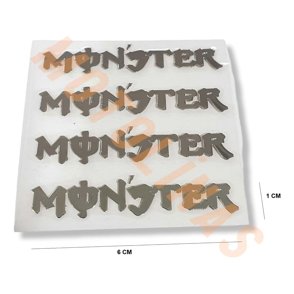 STİCKER ALÜMİNYUM [MONSTER] 6x1cm İTHAL ÜRÜNDÜR - MUHTELİF