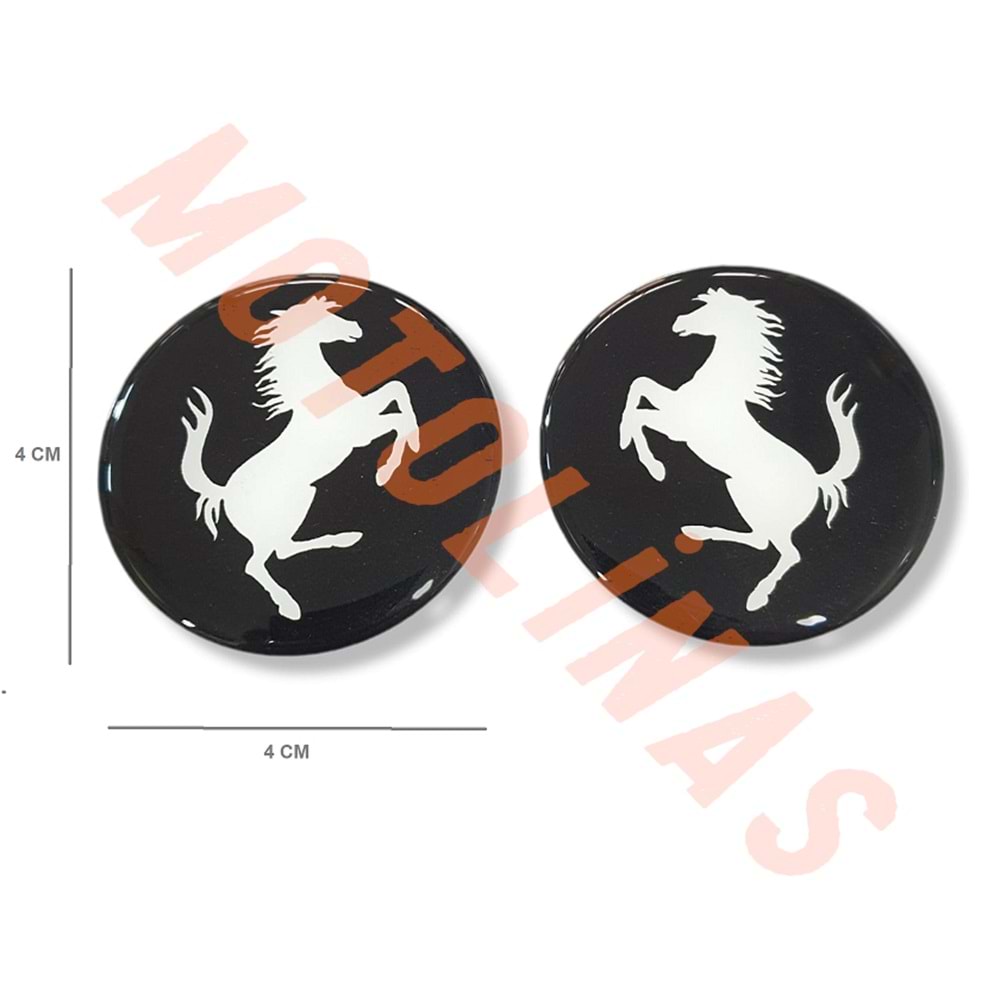 STİCKER 3D DAMLA FERRARİ [SİYAH] 2 Lİ 4cm X 4cm - UNİVERSAL