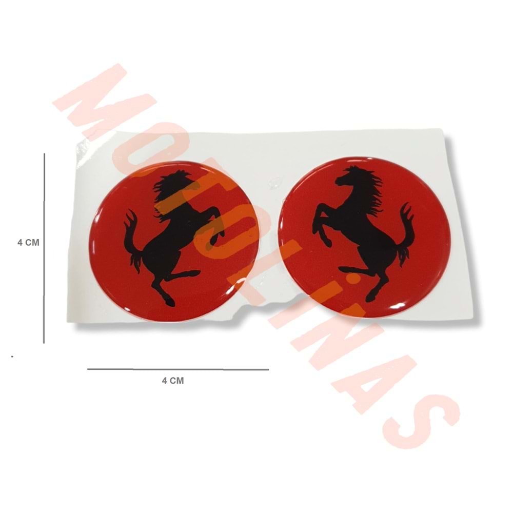 STİCKER 3D DAMLA FERRARİ [KIRMIZI] 2 Lİ 4cm X 4cm - UNİVERSAL
