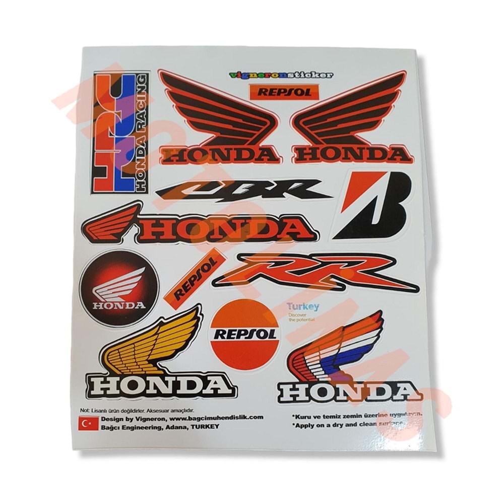 STİCKER SETİ [A5] [HONDA 13 PARÇA] - UNİVERSAL ADET FİYAT PAKETLER 10 ADET