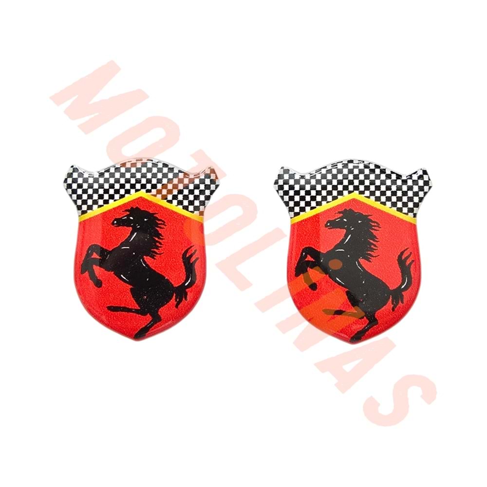 STİCKER 3D DAMLA MİNİ FERRARİ [KIRMIZI] 2 Lİ 3cm X 2,5cm - UNİVERSAL