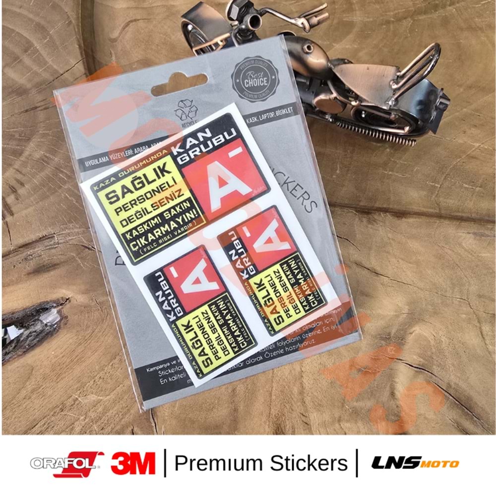 KAN GRUBU ETİKETİ [REKLEFTÖRLÜ] 3 lü SET - ARh Negatif (-) 3M STİCKER- UNİVERSAL