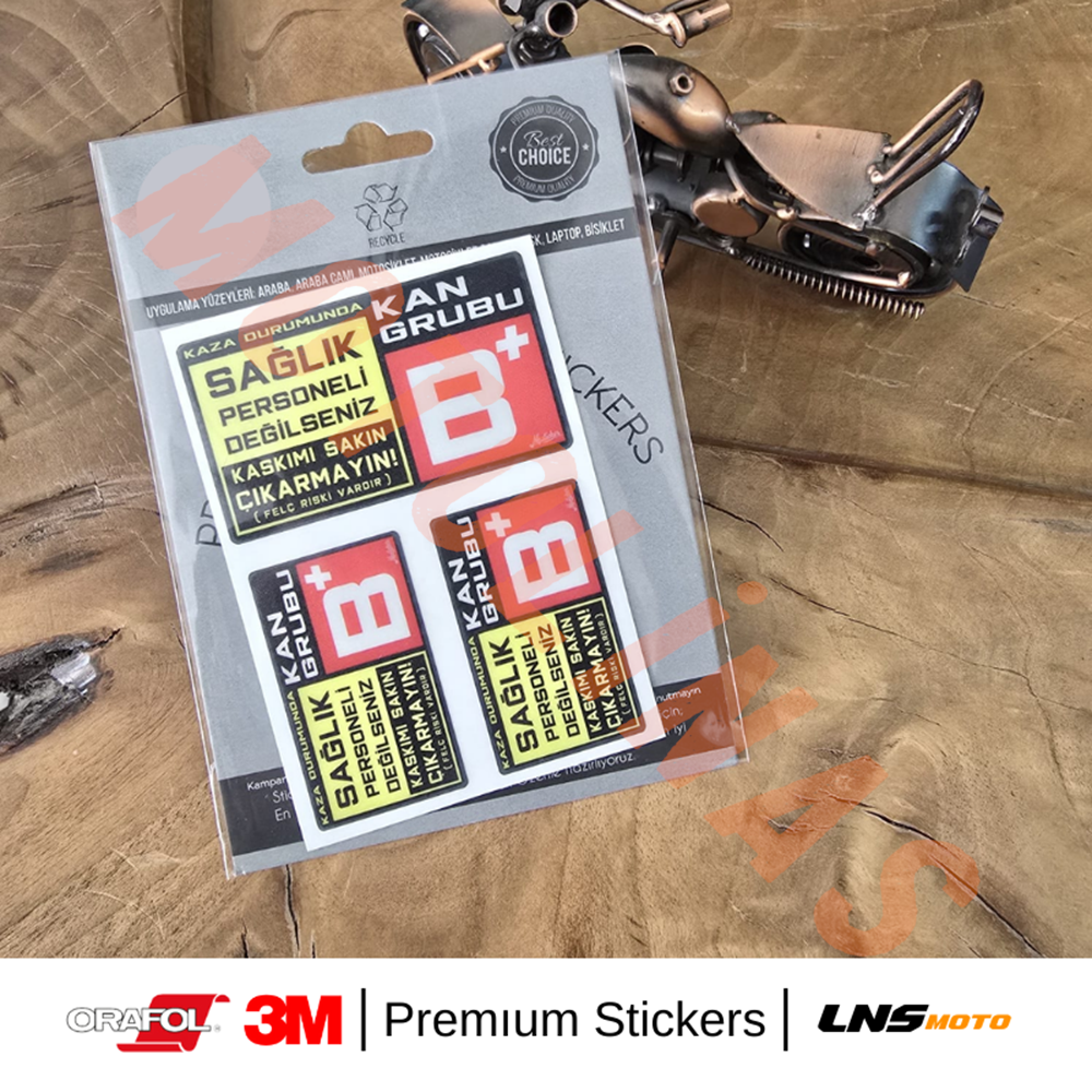 KAN GRUBU ETİKETİ [REKLEFTÖRLÜ] 3 lü SET - BRh Pozitif (+) 3M STİCKER- UNİVERSAL