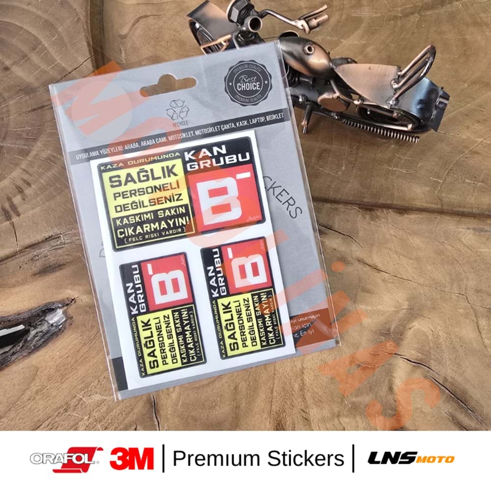 KAN GRUBU ETİKETİ [REKLEFTÖRLÜ] 3 lü SET - BRh Negatif (-) 3M STİCKER- UNİVERSAL