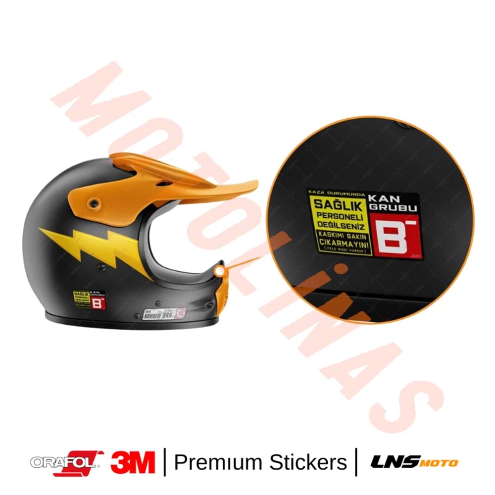 KAN GRUBU ETİKETİ [REKLEFTÖRLÜ] 3 lü SET - BRh Negatif (-) 3M STİCKER- UNİVERSAL