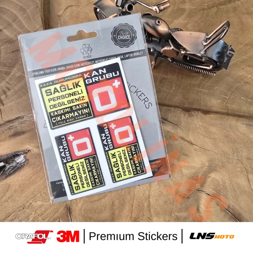 KAN GRUBU ETİKETİ [REKLEFTÖRLÜ] 3 lü SET - 0Rh Pozitif (+) 3M STİCKER- UNİVERSAL