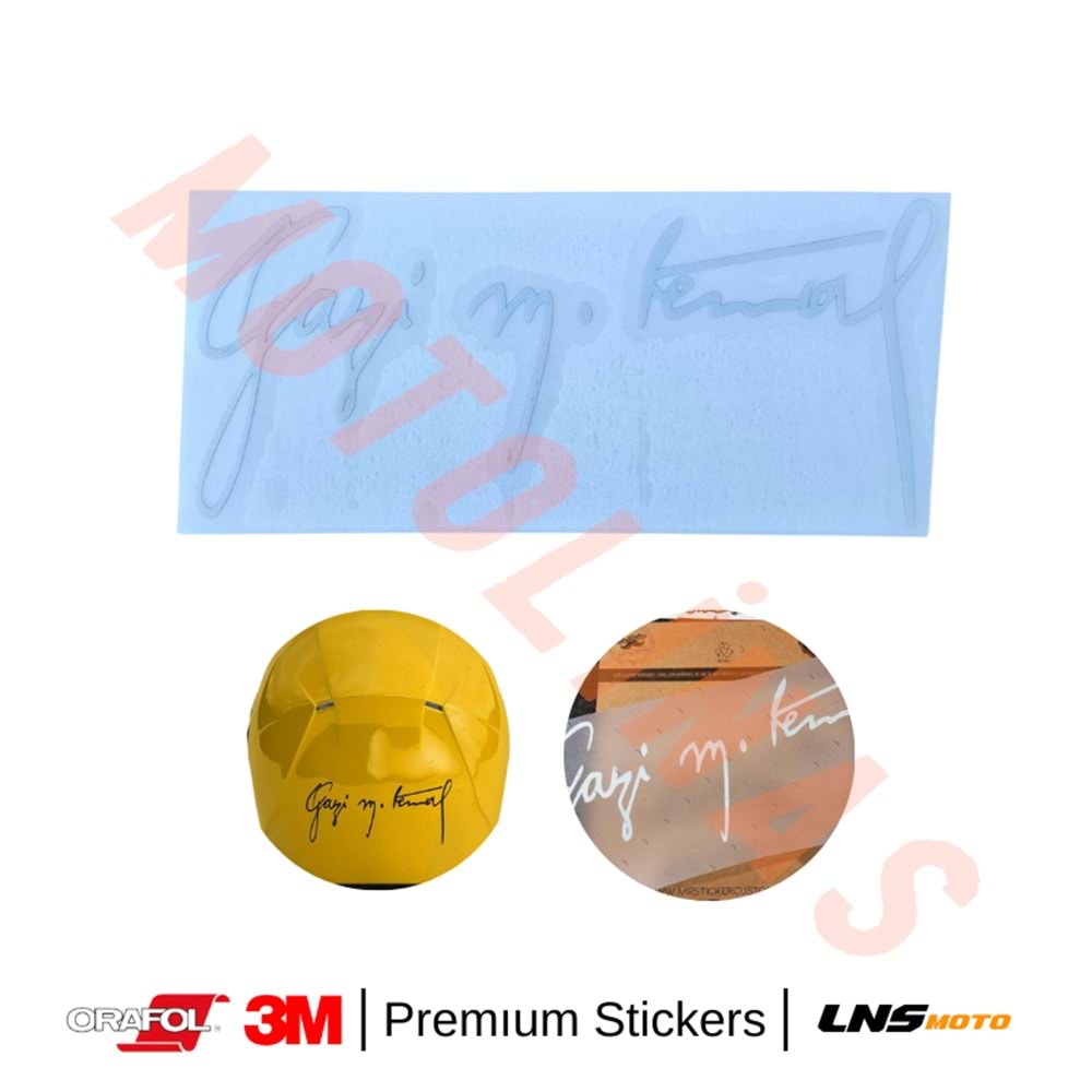 GAZİ M. KEMAL YAZISI [BEYAZ] REKLEFTİF YAZILI ETİKET 3M STİCKER- UNİVERSAL